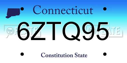 6ZTQ95 Connecticut License Plate
