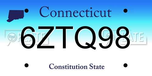 6ZTQ98 Connecticut License Plate