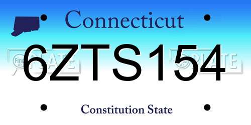 6ZTS154 Connecticut License Plate