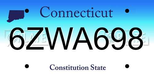 6ZWA698 Connecticut License Plate