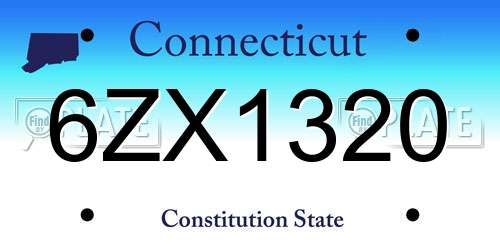 6ZX1320 Connecticut License Plate
