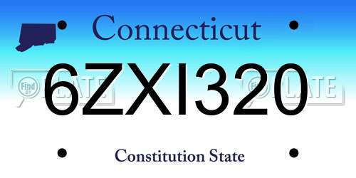 6ZXI320 Connecticut License Plate
