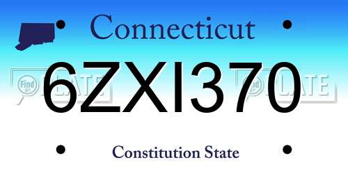 6ZXI370 Connecticut License Plate