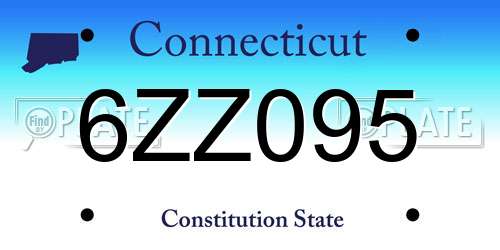6ZZ095 Connecticut License Plate