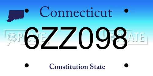 6ZZ098 Connecticut License Plate