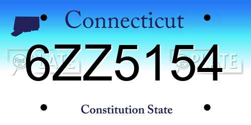 6ZZ5154 Connecticut License Plate