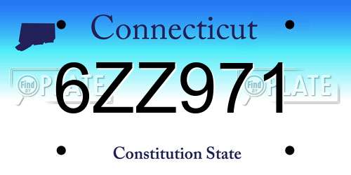 6ZZ971 Connecticut License Plate