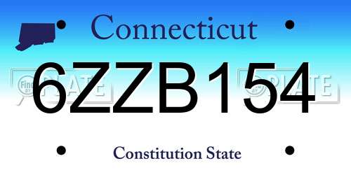 6ZZB154 Connecticut License Plate