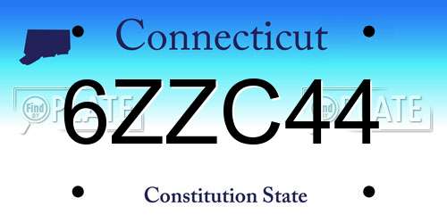 6ZZC44 Connecticut License Plate