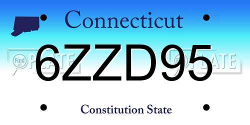 6ZZD95 Connecticut License Plate
