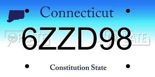 6ZZD98 Connecticut License Plate
