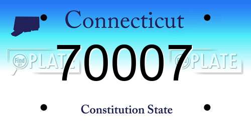 70007 Connecticut License Plate