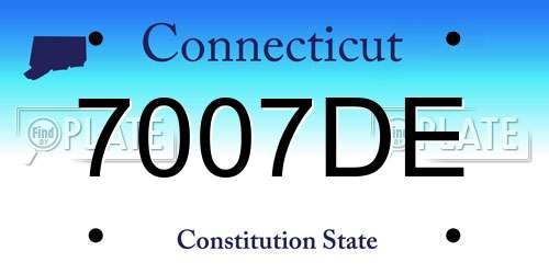 7007DE Connecticut License Plate