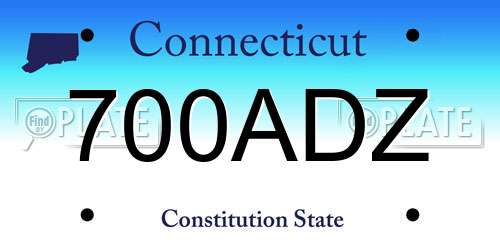 700ADZ Connecticut License Plate
