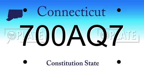 700AQ7 Connecticut License Plate