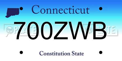 700ZWB Connecticut License Plate
