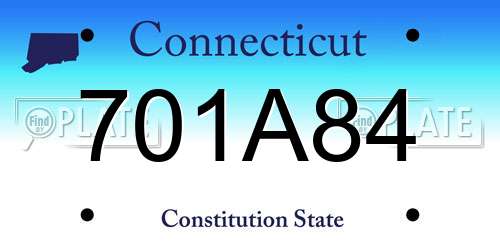 701A84 Connecticut License Plate