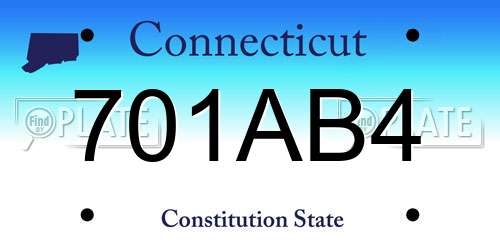 701AB4 Connecticut License Plate