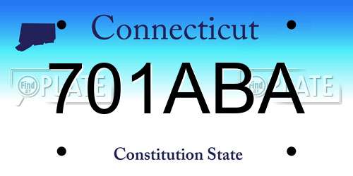 701ABA Connecticut License Plate