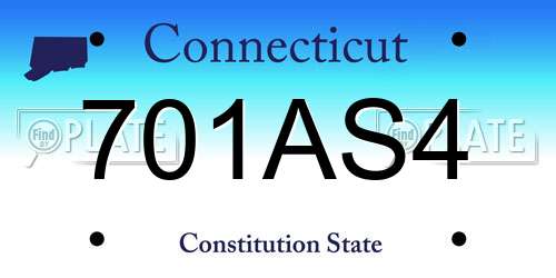 701AS4 Connecticut License Plate