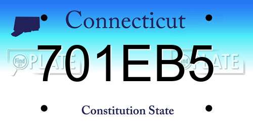 701EB5 Connecticut License Plate