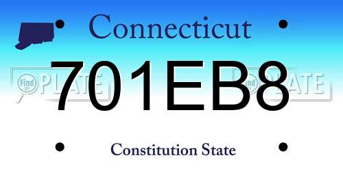 701EB8 Connecticut License Plate