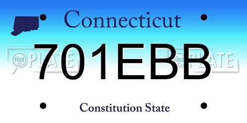 701EBB Connecticut License Plate