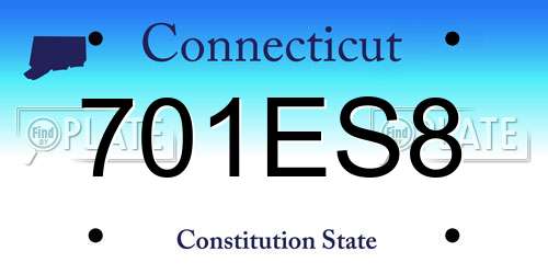 701ES8 Connecticut License Plate