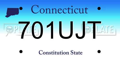 701UJT Connecticut License Plate