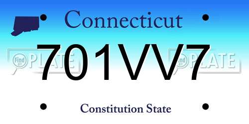 701VV7 Connecticut License Plate