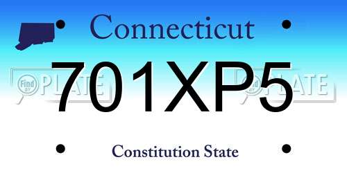 701XP5 Connecticut License Plate