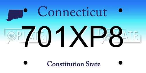 701XP8 Connecticut License Plate