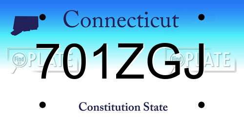 701ZGJ Connecticut License Plate