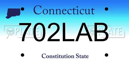 702LAB Connecticut License Plate