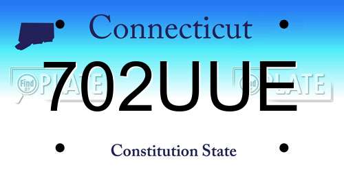 702UUE Connecticut License Plate