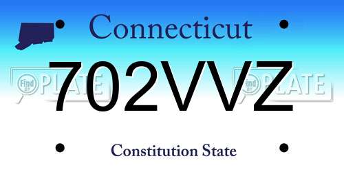 702VVZ Connecticut License Plate