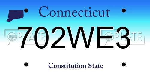 702WE3 Connecticut License Plate