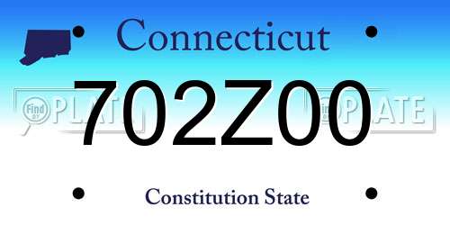 702Z00 Connecticut License Plate