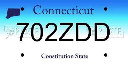 702ZDD Connecticut License Plate