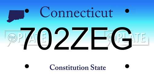 702ZEG Connecticut License Plate