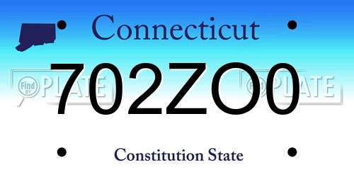 702ZO0 Connecticut License Plate