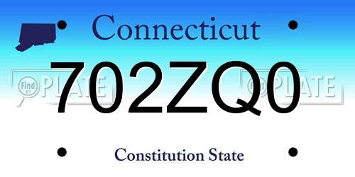702ZQ0 Connecticut License Plate