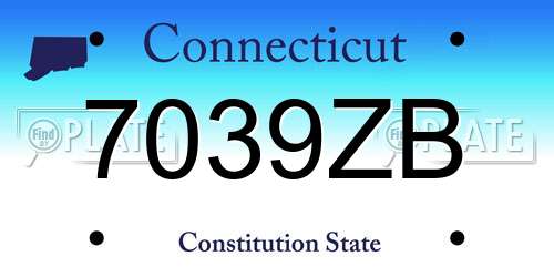 7039ZB Connecticut License Plate