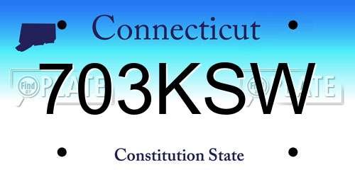 703KSW Connecticut License Plate