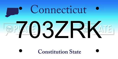 703ZRK Connecticut License Plate