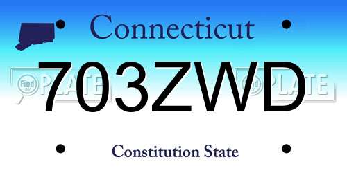 703ZWD Connecticut License Plate