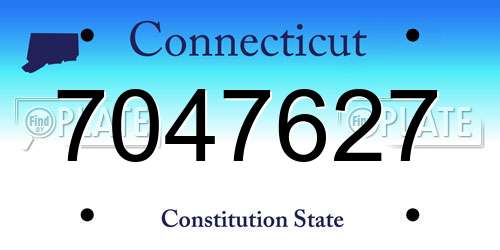 7047627 Connecticut License Plate