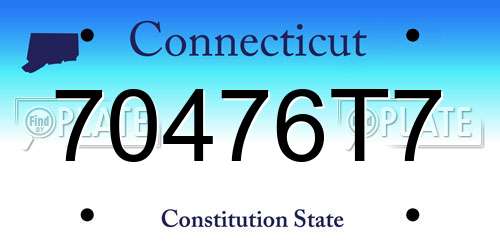 70476T7 Connecticut License Plate