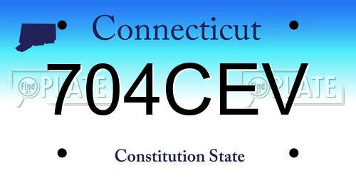 704CEV Connecticut License Plate