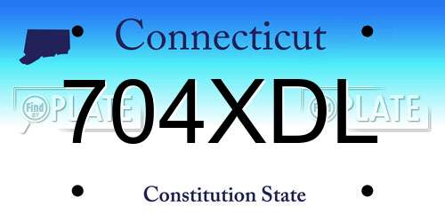 704XDL Connecticut License Plate